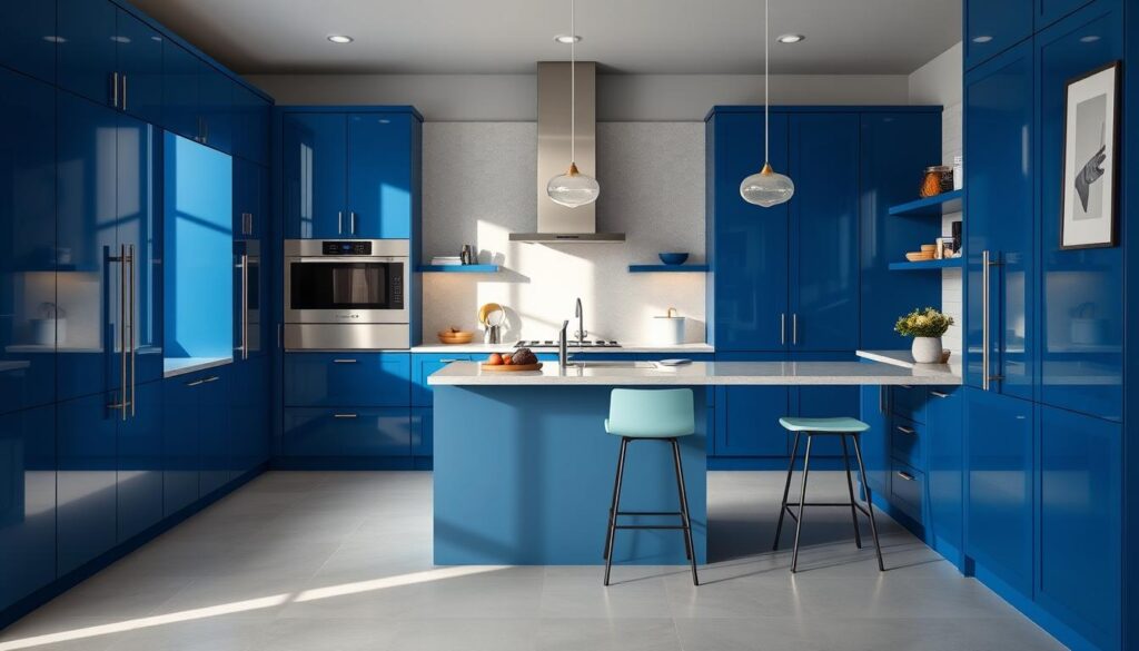 blue cabinets