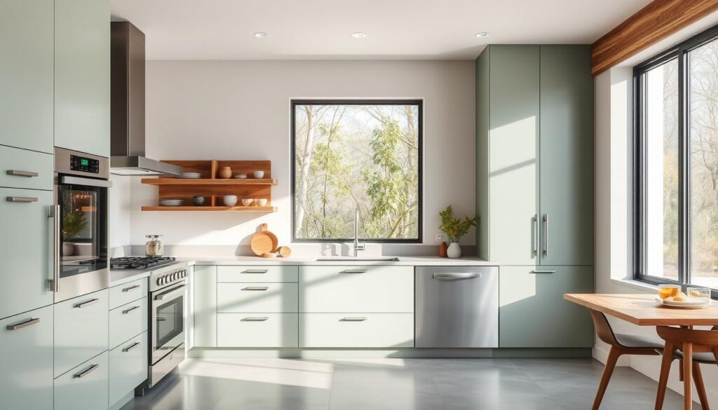 modern sage green kitchen