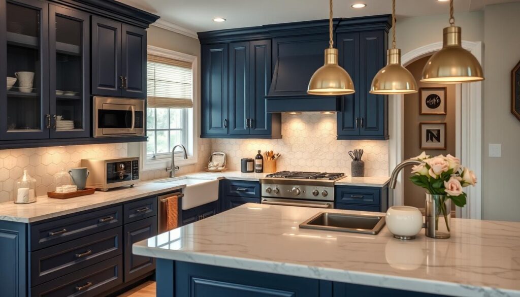 navy blue kitchen cabinets