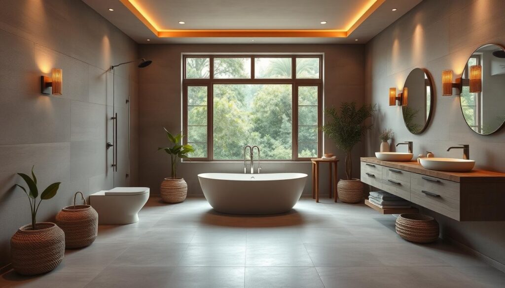 Taupe Bathroom Design with Natural Materials