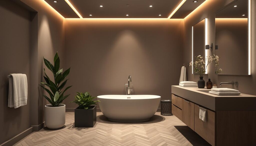 Taupe Bathroom Lighting Design